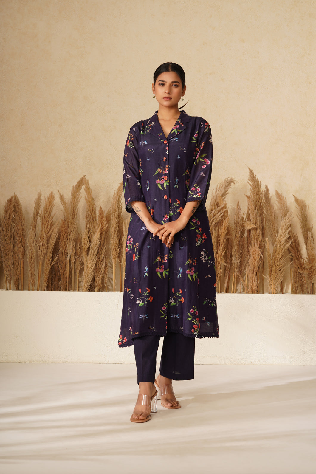 Dragon Fly Blue Kurta Set