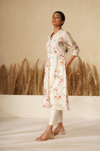 Load image into Gallery viewer, Dragon Fly White Kurta Set
