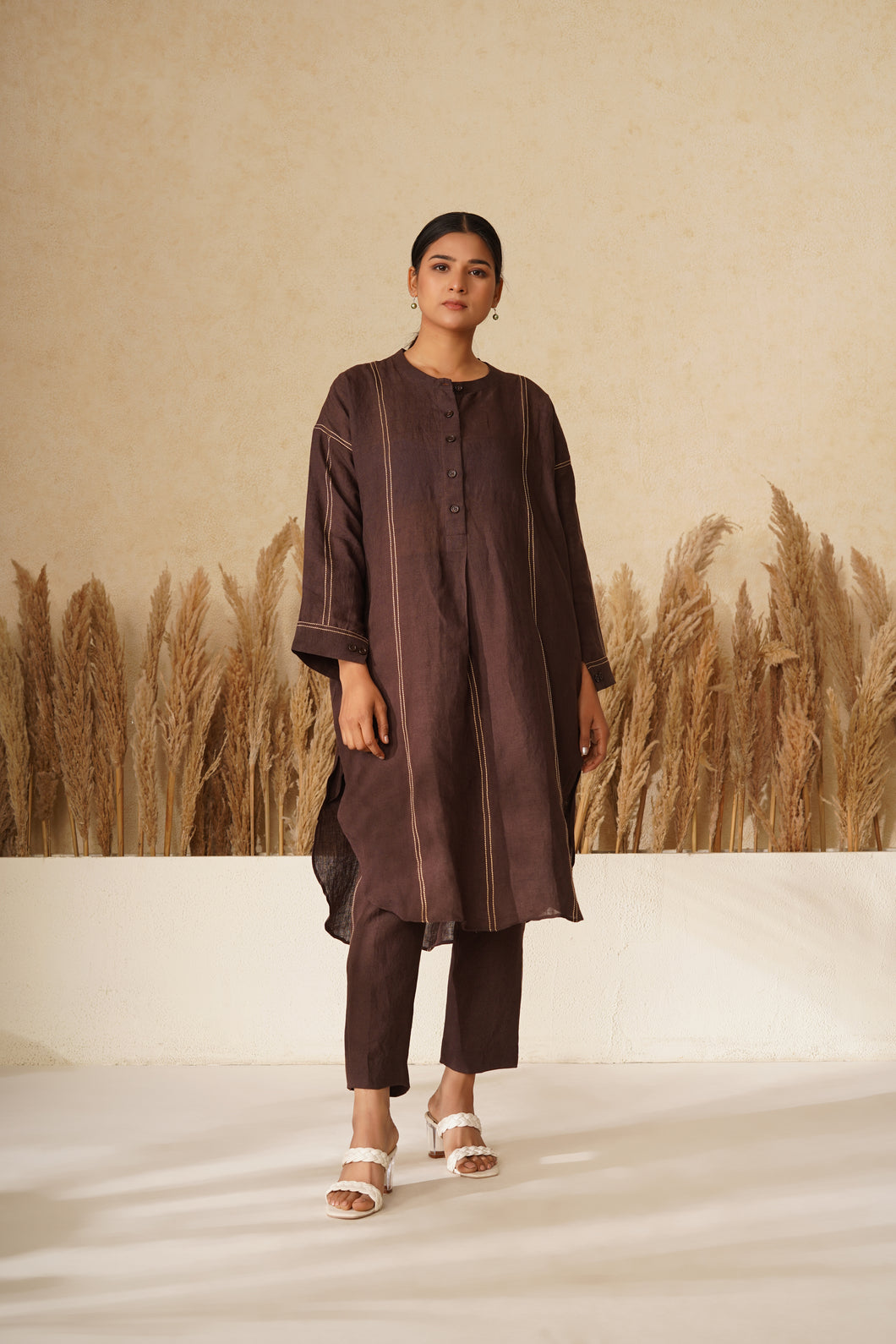 Brown Lakerein Kurta Set