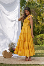 Load image into Gallery viewer, Yellow Jamdani Dragon Fly Dress - Karpaasa Stories
